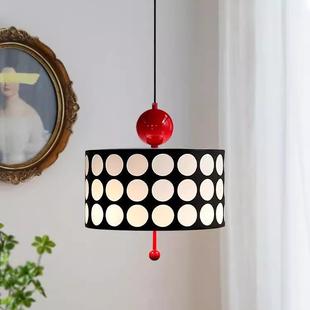 中古风奶油风餐厅吊灯设计师法式 vintage波点艺术格子饭厅吧台灯