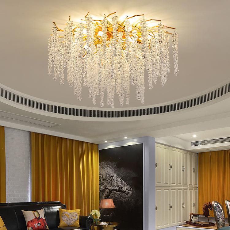 法式轻奢客厅水晶灯轻奢吸顶灯简约大气房间卧室创意树枝型吊灯
