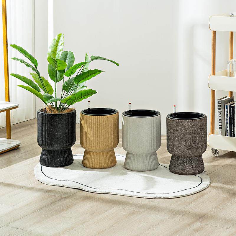 经典酒杯自吸水花盆特大号绿植盆栽大口径简约落地花盆