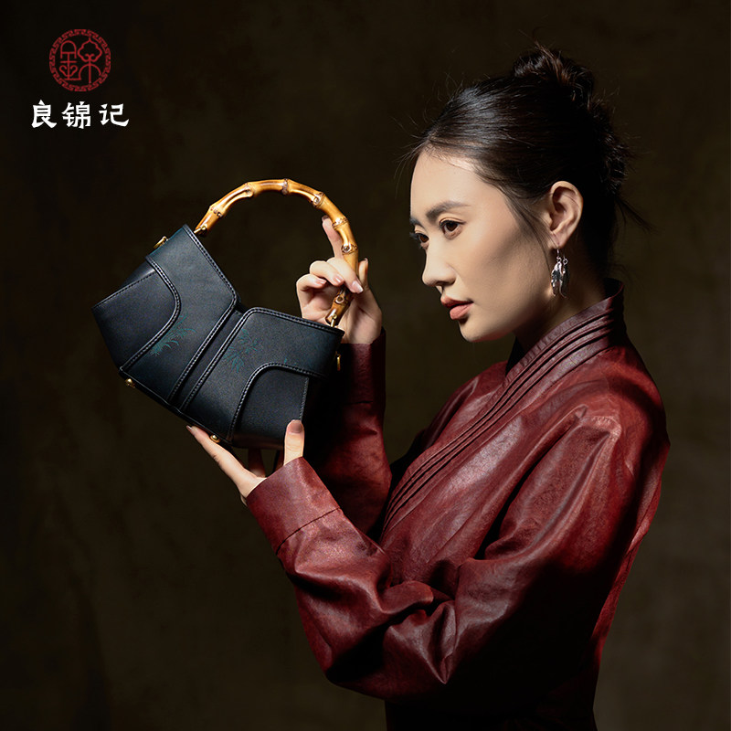 良锦记2025新款宋锦油丝香云纱竹节手提包古风国潮包女母亲节送礼