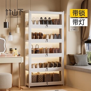 饰品收纳神器透明G家用落地防尘翻门带锁放置 包包收纳展示柜子装