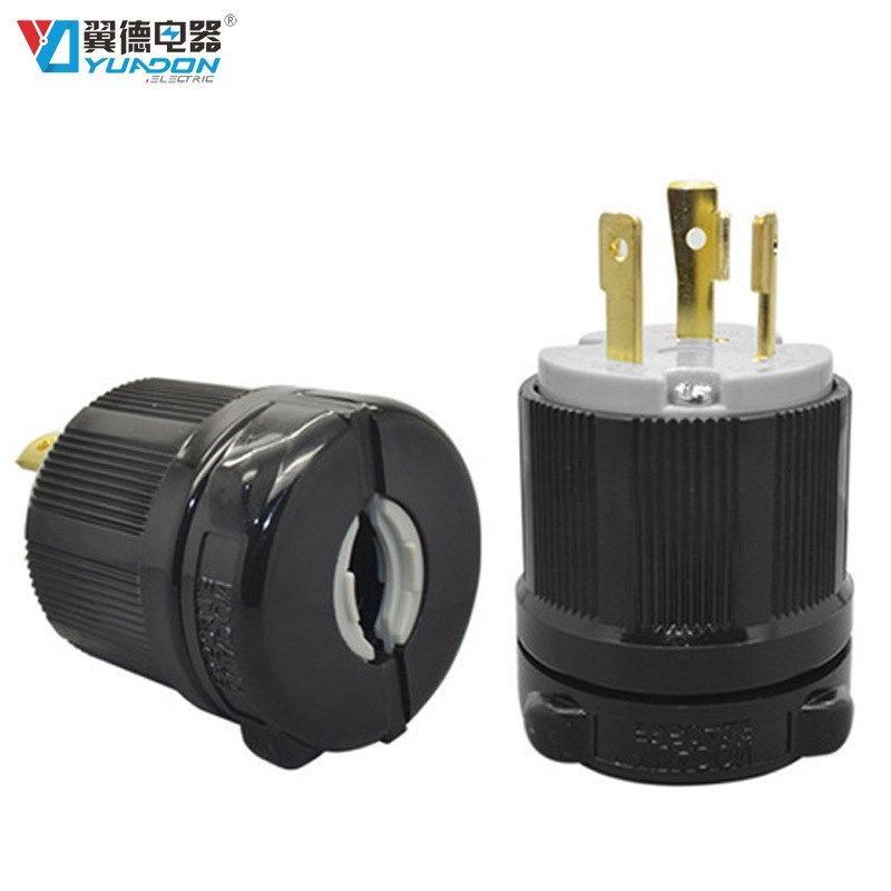 NEMA L16-30P 引挂式输出插头  480V三相四线插头 四孔防脱插头
