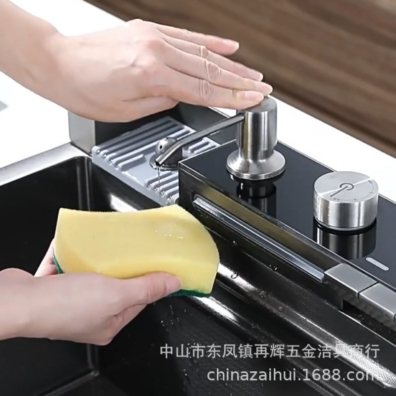 厨房水槽鲸鱼304不锈钢洗菜盆 飞雨大单槽家用水池洗碗池手工盆