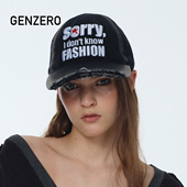 GENZERO「em」标语棒球帽复古渐变牛仔软顶鸭舌帽男女同款 帽子