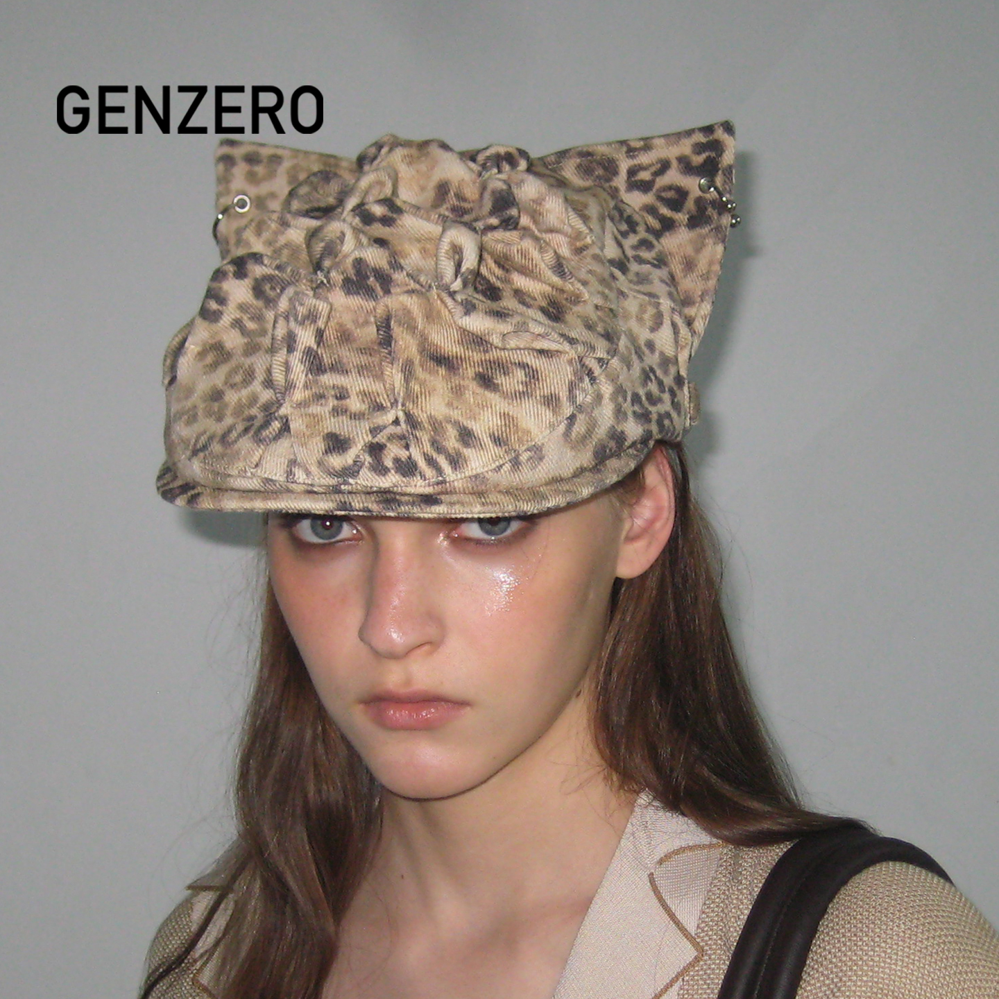 GENZERO豹纹猫耳前进帽男女同款