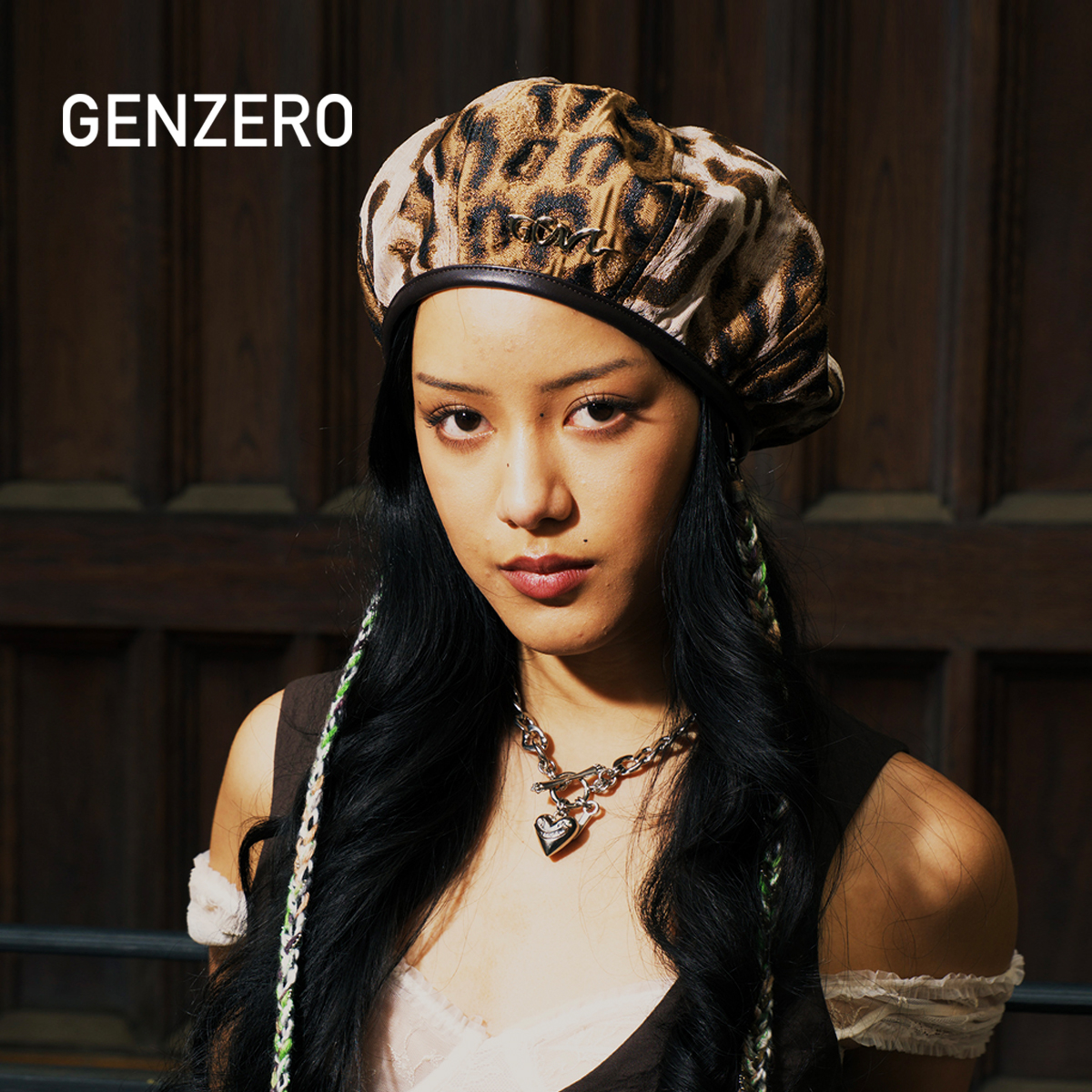 GENZERO豹纹流苏辫子贝雷帽