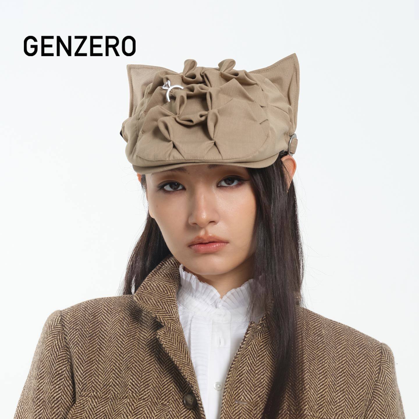 GENZERO褶皱钻戒猫耳前进帽礼物