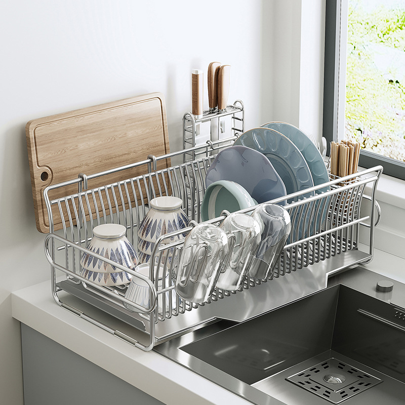 不锈钢碗架沥水架厨房置物架家用碗碟盘收纳架子多功能水槽沥水篮