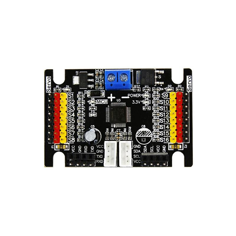 16路舵机驱动板 机械手臂控制器机器人开发树莓派串口蓝牙无线APP