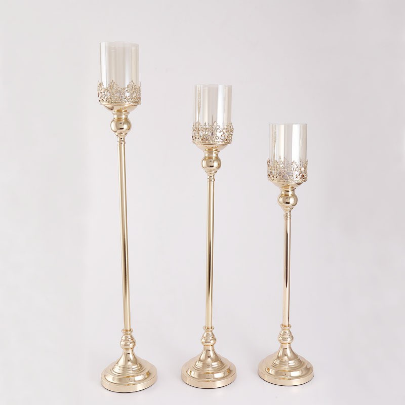 欧式花边铁艺玻璃高脚烛台浪漫烛光晚餐道具玄关客厅酒店饰品摆件