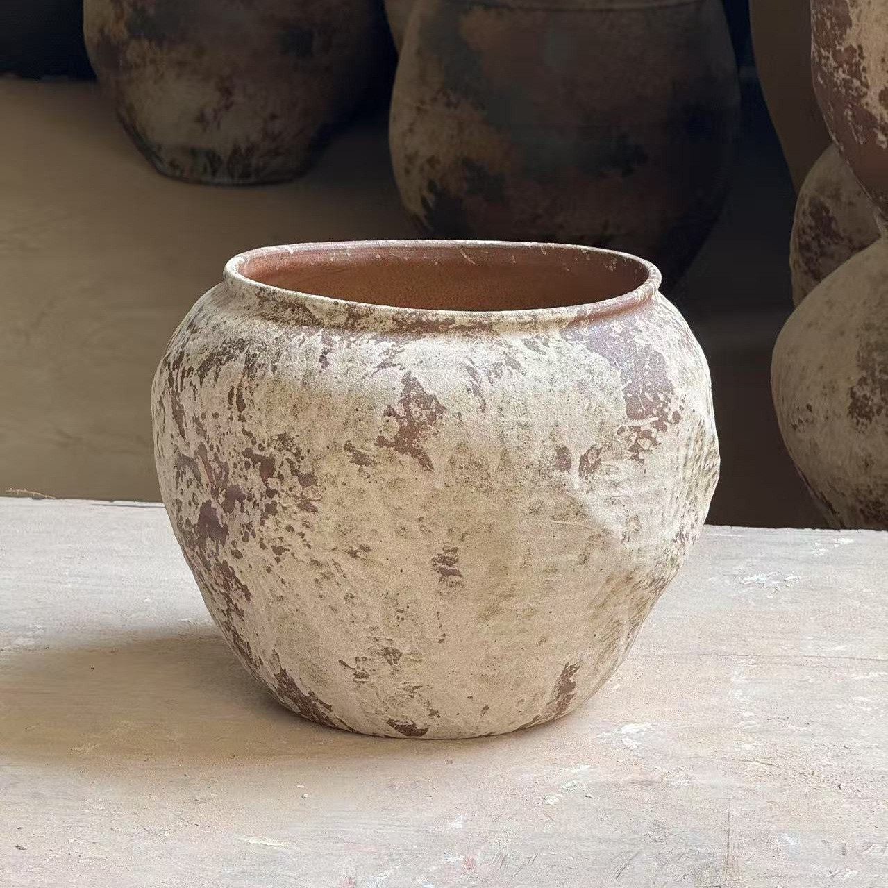 景德镇侘寂风复古粗陶瓷大号花盆新中式客厅落地装饰插花器大口径,家居饰品,花盆,淘宝优惠券,粉丝福利购,淘宝优惠卷