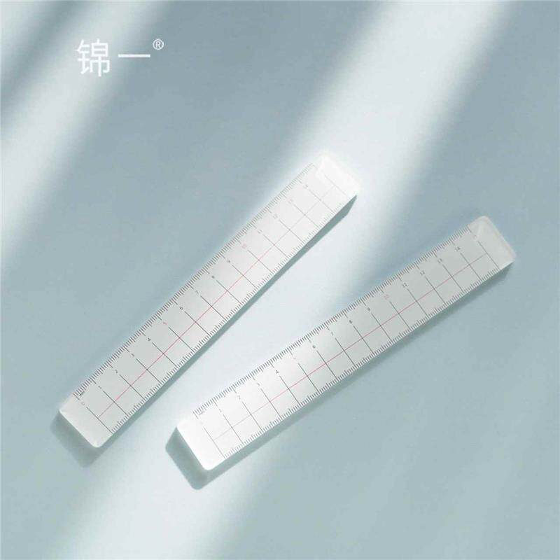 锦一文具 简约设计直尺 透明亚克力双色直尺 多功能简约画图比例