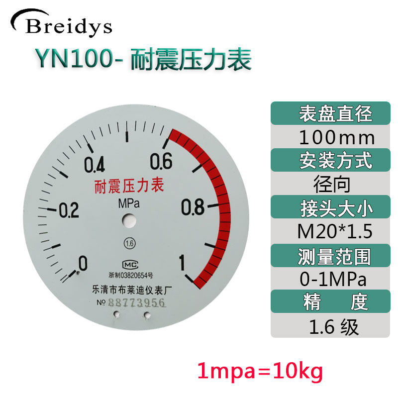 压力表YN100耐震压力表0-1.6MPA气压表液压油压水表0-40MPA高压表,工业油品/胶粘/化学/实验室用品,实验室漏斗,淘宝优惠券,粉丝福利购,淘宝优惠卷
