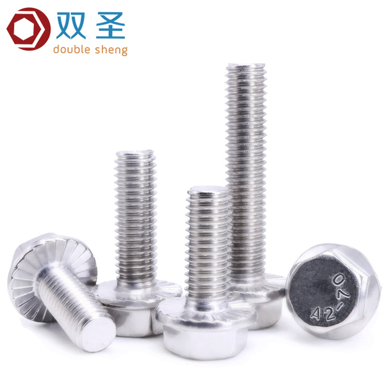 M5M6M8M10M12不锈钢304外六角法兰面螺栓LGB5789带垫花齿防滑螺丝