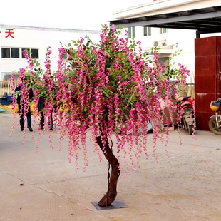 仿真紫藤花树花假垂钓树大型植物仿真豆花树玻璃纤维花树许愿紫藤