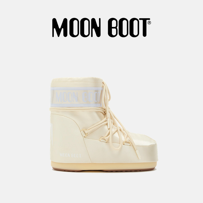 Moon Boot2025秋冬新款男女同款不分左右象牙白光泽感低帮雪地靴