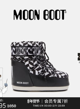 Moon Boot经典款男女同款黑色/白色ICON OPTICAL低帮雪地靴