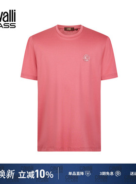 Cavalli Class卡沃利夏季字母logo小标短袖T恤男白色休闲简约上衣