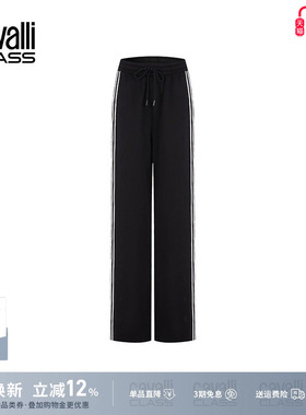 Cavalli Class卡沃利女装休闲窄版阔腿裤女夏款高个子条纹直筒裤