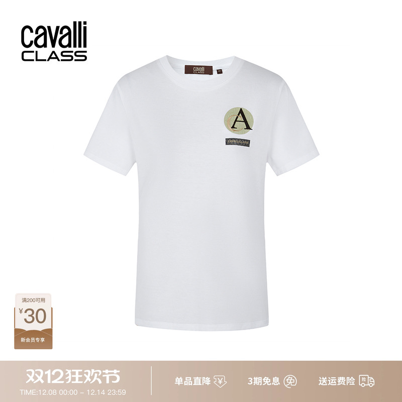 CavalliClass刺绣短袖T恤女修身