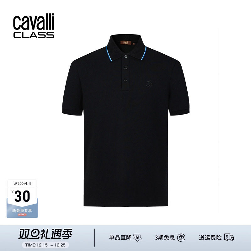 CavalliClass休闲刺绣小标POLO衫