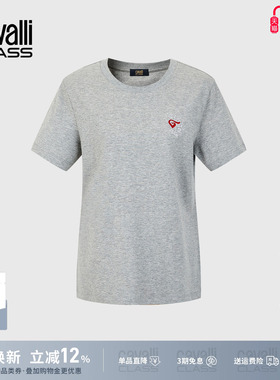 Cavalli Class卡沃利女士圆领刺绣短袖T恤2026春季套头纯色上衣