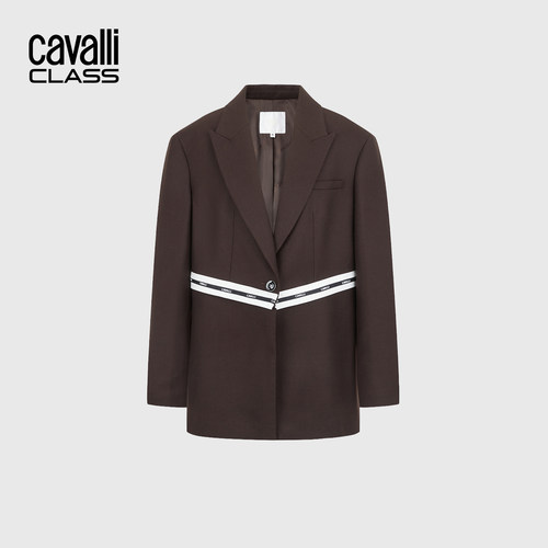 Cavalli Class卡沃利高端女装绵羊毛撞色西装设计感气质西服外套