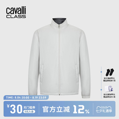 Cavalli Class卡沃利高端男装商务立领棉服秋冬宽松简约棉衣外套