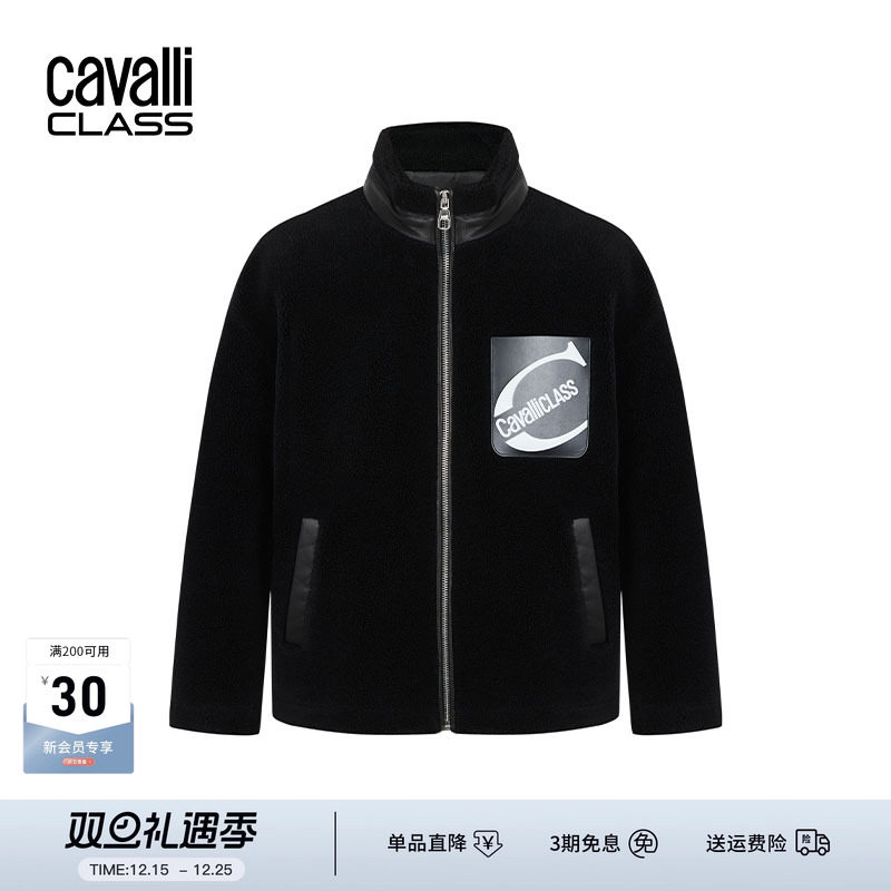 Cavalli Class卡沃利秋冬厚实软糯摇粒绒外套男防风保暖羊毛夹克