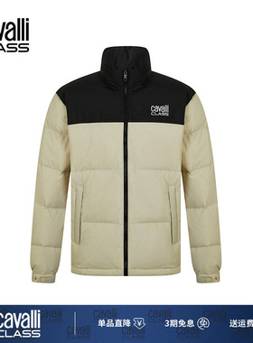 Cavalli Class卡沃利男装秋冬厚立领羽绒服外套男刺绣保暖面包服