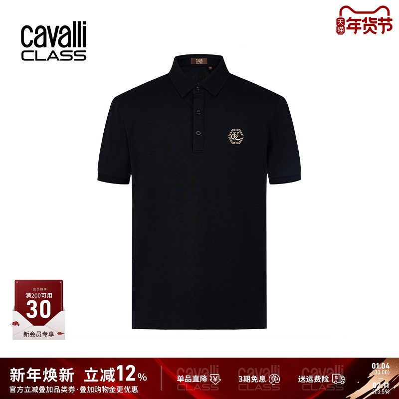 CavalliClass卡沃利休闲刺绣POLO衫夏季新款薄款印花透气翻领上衣,男装,Polo衫,淘宝优惠券,粉丝福利购,淘宝优惠卷