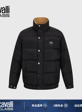 Cavalli Class卡沃利男装冬季新款修身休闲简约立领羽绒服外套