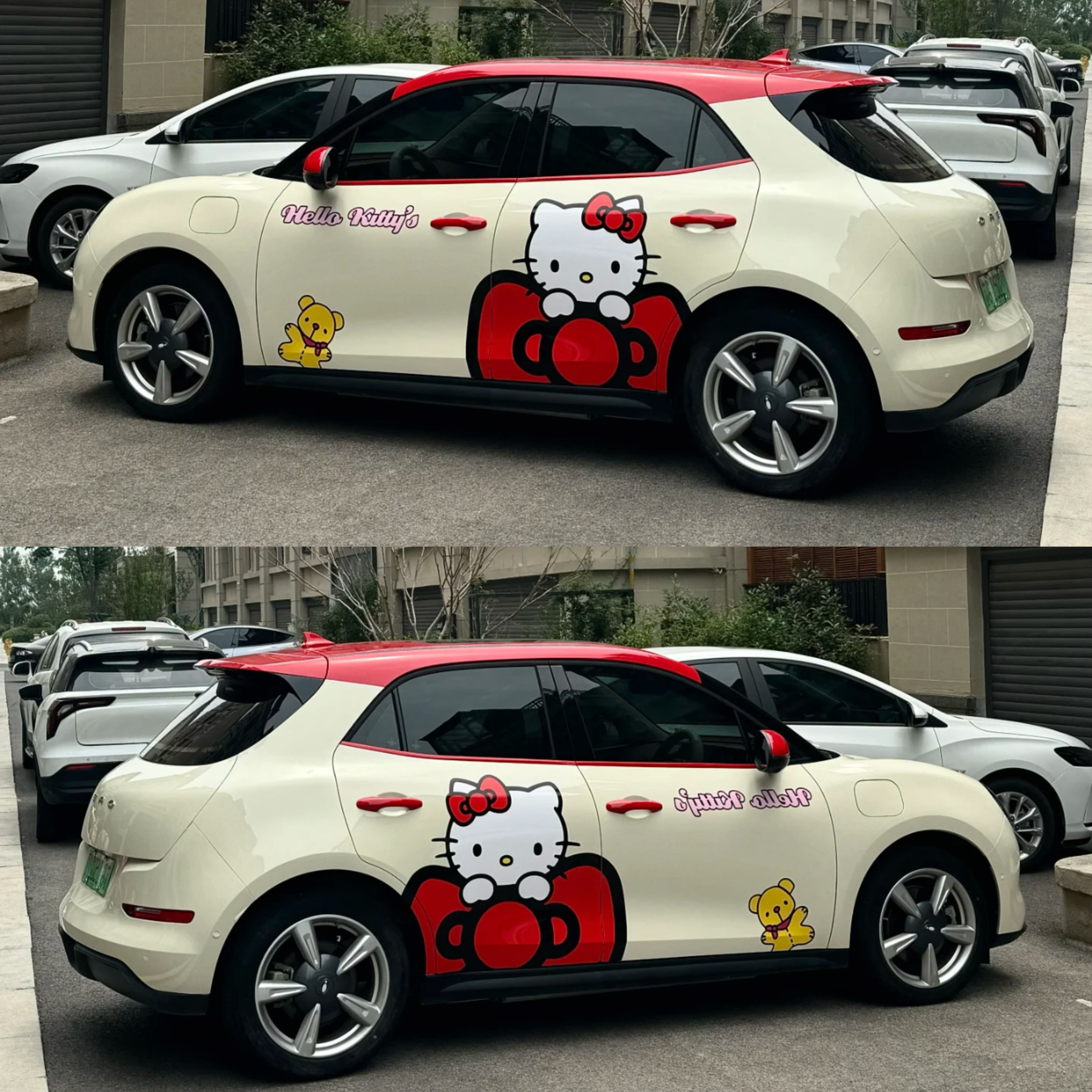 欧拉好猫车贴车身两侧可爱卡通Kitty猫凯蒂猫车身贴纸改装饰贴画