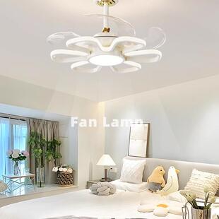 奶油风2025新款简约现代主卧室风扇灯隐形静音电扇灯餐厅书房灯具