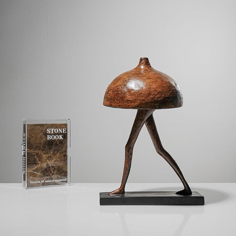 艺贝子蘑菇人抽象派高级感小众艺术饰品大地色焦糖色极简软装摆件