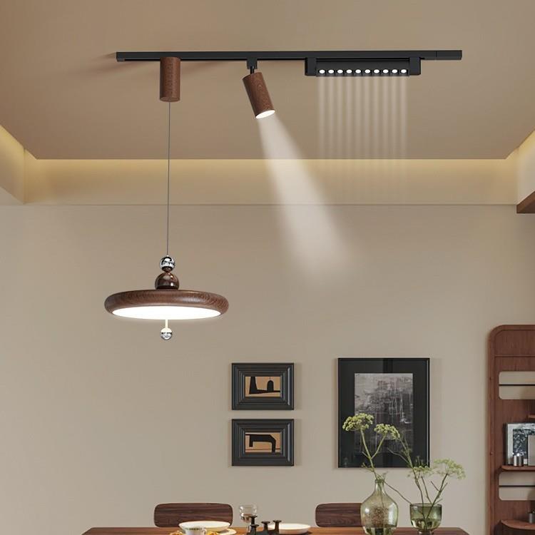 中古餐厅吊灯可移动轨道奶油风现代简约饭厅餐桌升降悬停灯