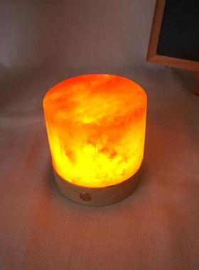 喜马拉雅水晶盐灯装饰台灯可充电小夜灯桌面摆件Salt Lamps圆柱