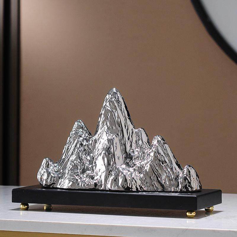 新中式假山摆件背靠金山银山高端大气上档次客厅招财办公室装饰品