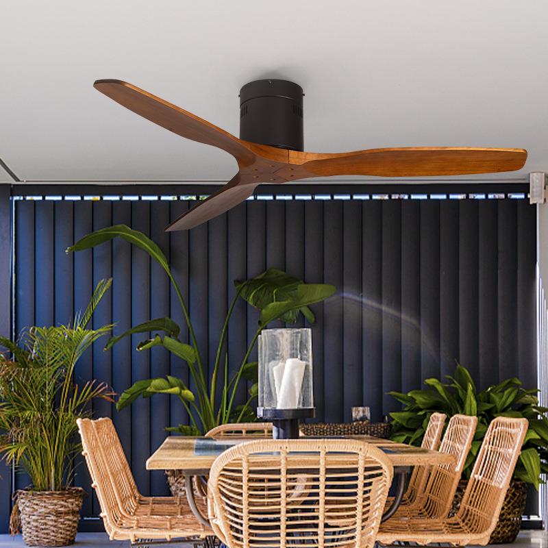 北欧风扇灯实木吊扇灯现代简约餐厅客厅卧室家用带电风扇吊灯一体