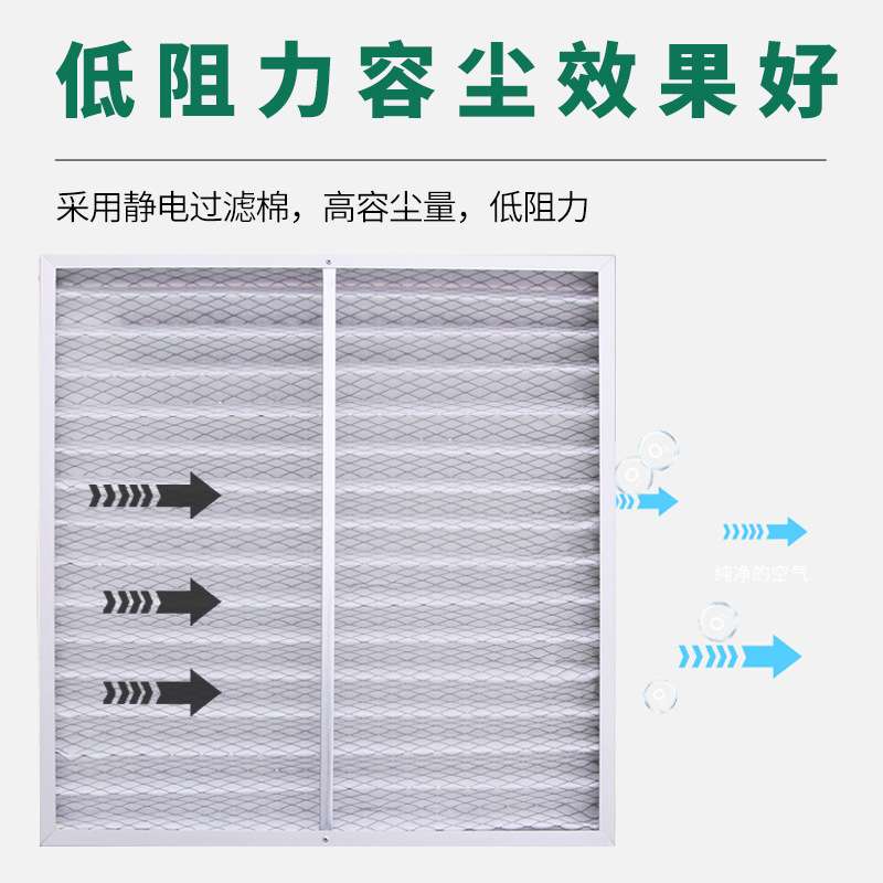 厂家直供初效板式过滤器纸框尼龙网过滤棉空气可清洗过滤网净化器