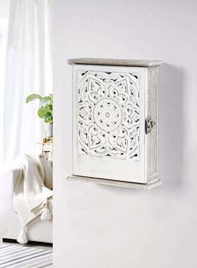 跨境新品keybox木制钥匙收纳盒壁挂防尘挂钩玩具摆件镂空简约流行