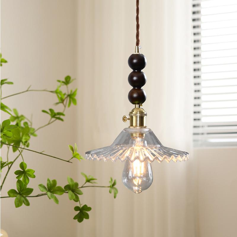 复古法式玻璃吊灯轻奢创意餐厅三头小吊灯美式床头走廊过道玄关灯