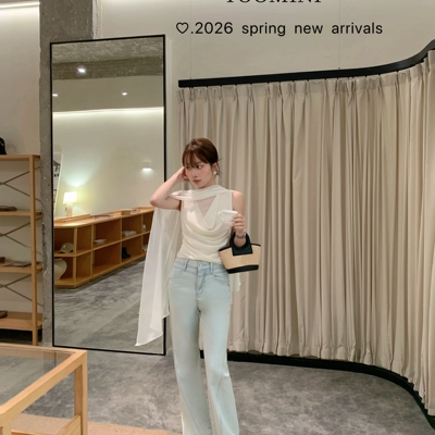 YOOMINI-约休闲直筒宽松显瘦通勤百搭微喇裤26夏牛仔裤Y11323-DSH