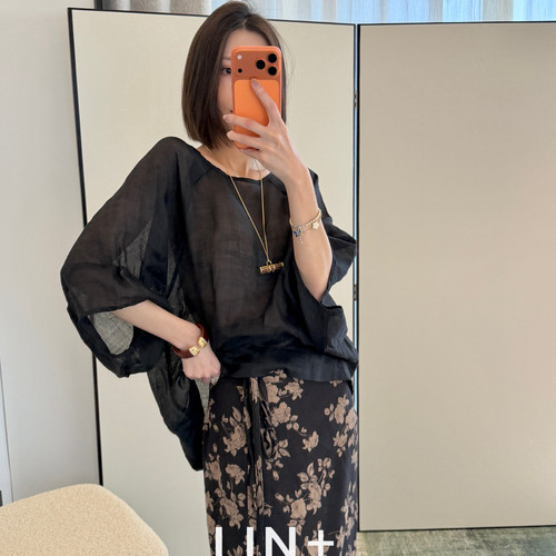 LIN+  -简苎麻蝙蝠袖清爽防晒小衫（含100苎麻）(不含下装)XZ926-