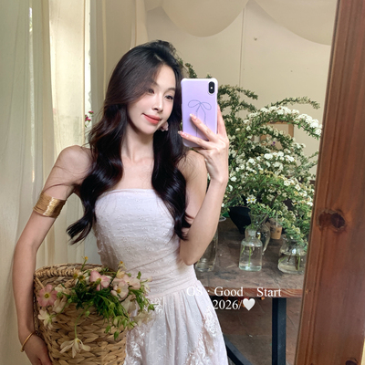 GS.GOOD START-少女春夏法式浪漫蕾丝荷叶边拼接抹胸连衣裙D0692E