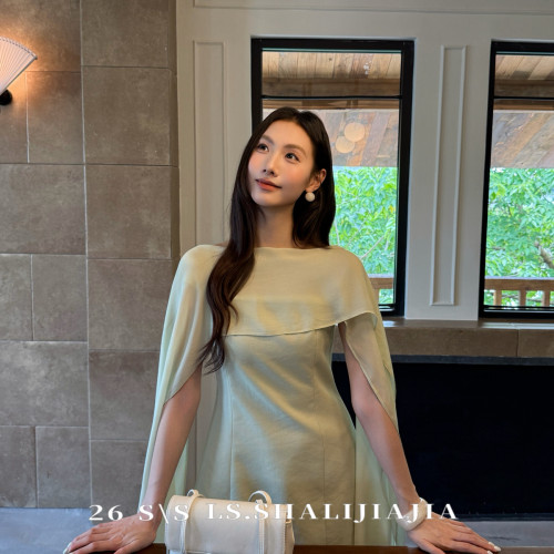 LS-26年夏上新心动缪斯法式浪漫修身显瘦飘带设计连衣裙23557