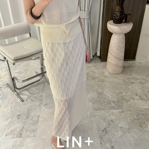 LIN+  -动月光夏上新～褶皱人鱼姬波浪纹法式温柔气质半身裙LJS31