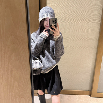 SANTA GROVE-色加厚冬款百搭高质感保暖毛衣(配帽子)（含100羊毛