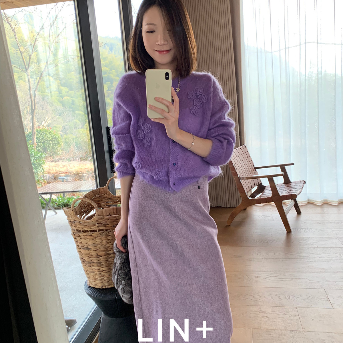 LIN+  -26年早春西装人字毛呢开叉A版显瘦一粒扣气质半身裙,女装/女士精品,半身裙,淘宝优惠券,粉丝福利购,淘宝优惠卷