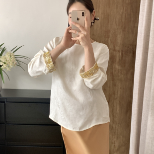 小衫 基础百搭圆领重工手袖 33786 26年早春上新新中式 王奕可amzg